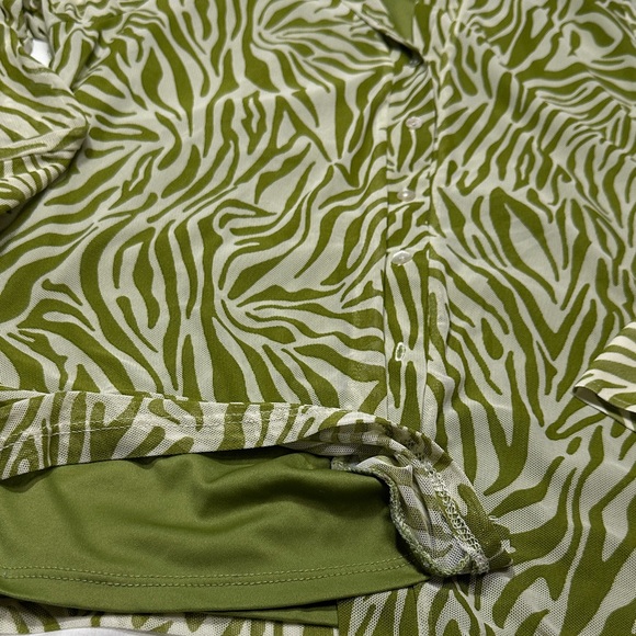 JOIE Green Zebra Print Button-Up Shirt - Picture 3 of 10